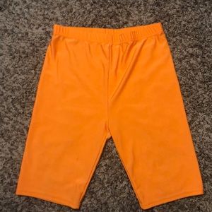 Neon orange biker shorts